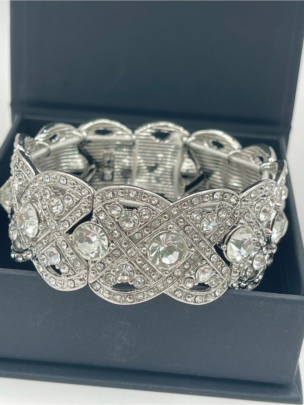 Crystal Bridal Bracelet, Silver Rhinestone Wedding
Bangle, Bride Gift Jewelry